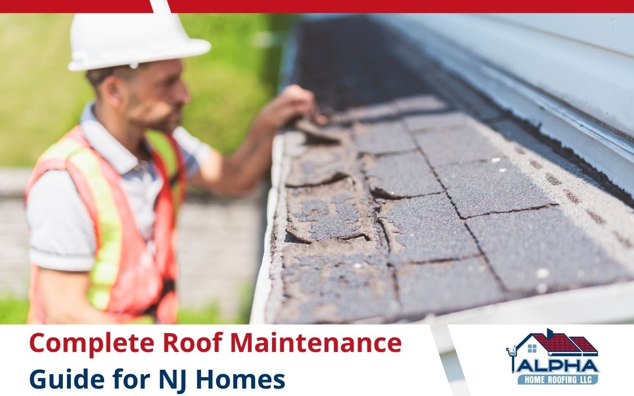 Roofer inspecting shingles on a house in Elizabeth NJ