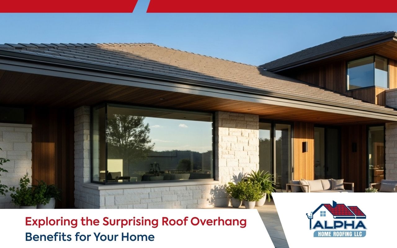 Home exterior showing roof overhang benefits for shade and protection