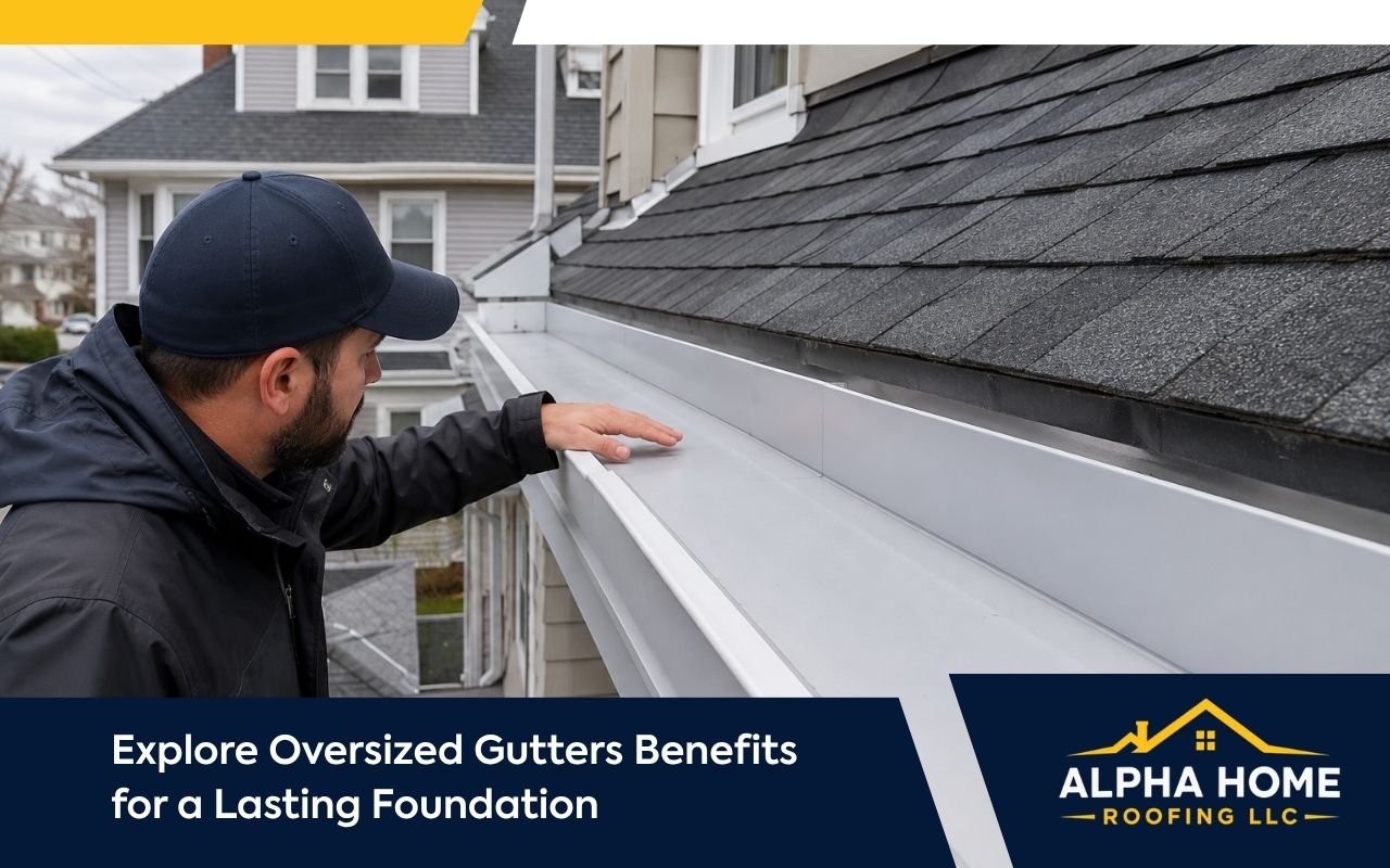 Heavy rain gutters directing roof runoff away from a house