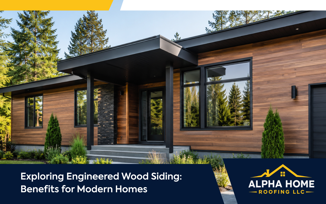Engineered wood siding on a modern home exterior