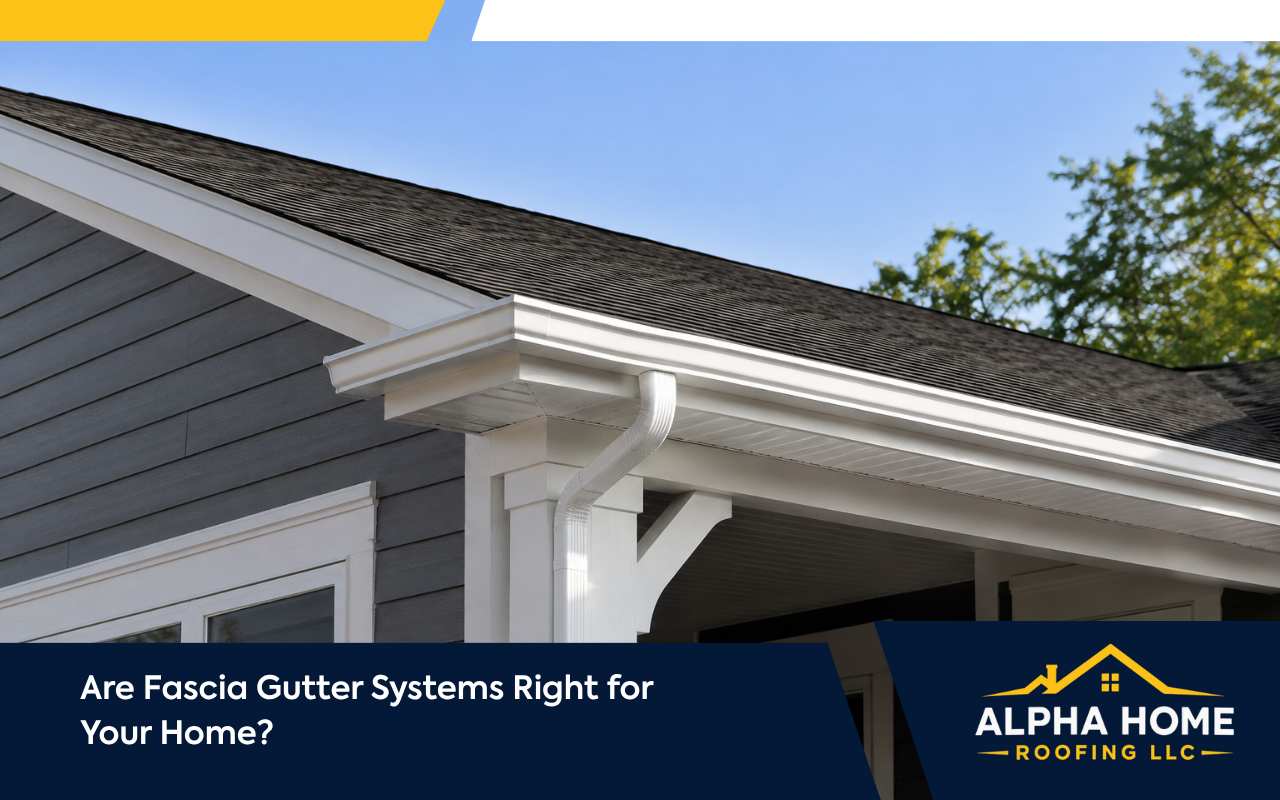Fascia gutter systems creating a clean roofline on a home